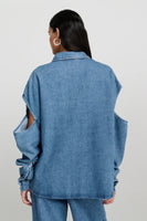 ChptrS ornate blouse denim