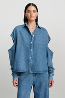 ChptrS ornate blouse denim