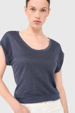 Janice linnen t shirt rick blauw